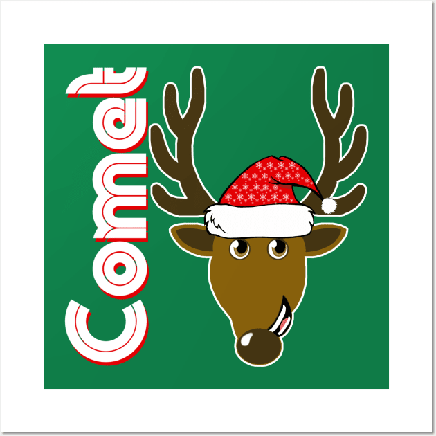 Comet, Family Christmas Santa Anime 8+ Reindeer Tshirts Wall Art by TonTomDesignz
